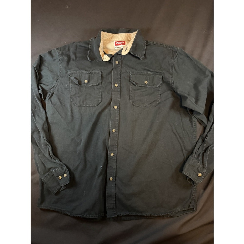 Wrangler Black Men's LS Button Down Premium Quality Shirt, L